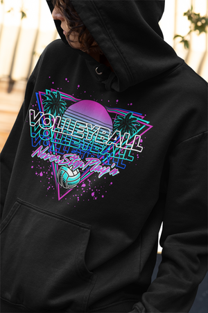 NEVER STOP Retro Volleyball Hooded Sweatshirt