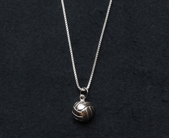 Volleyball half ball charm on sterling silver necklace