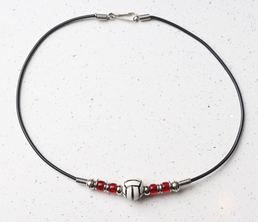 Red team color volleyball necklace