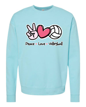 PEACE LOVE VOLLEYBALL CREW NECK SWEATSHIRT