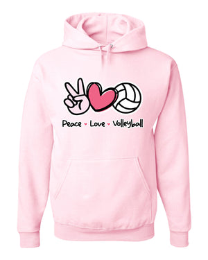 PEACE LOVE VOLLEYBALL HOODED SWEATSHIRT