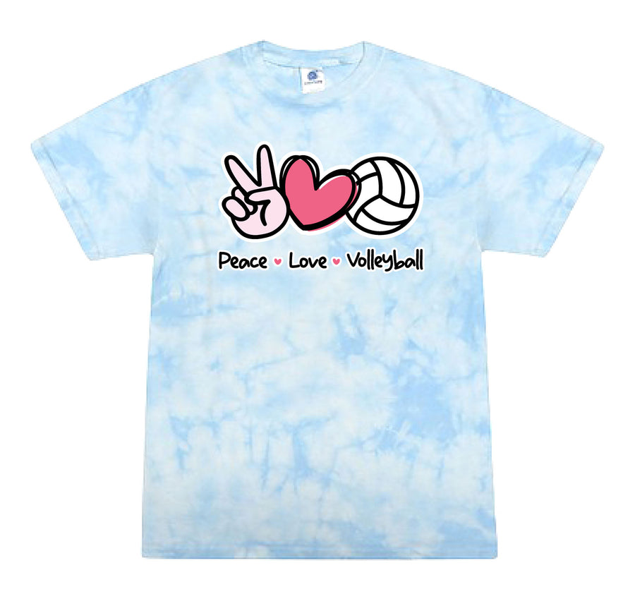 PEACE LOVE VOLLEYBALL TIE-DYE SHIRT