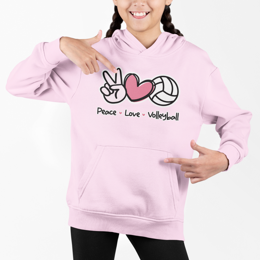 PEACE LOVE VOLLEYBALL HOODED SWEATSHIRT