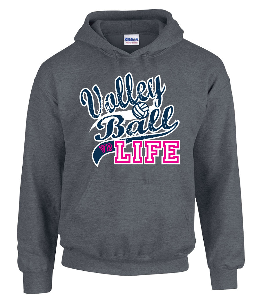 volleyball life hooded sweatshirt in grey