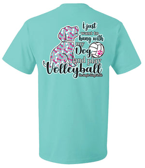 volleyball dog short sleeve shirt scuba blue
