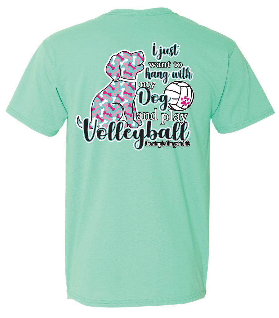 volleyball dog short sleeve shirt seafoam green