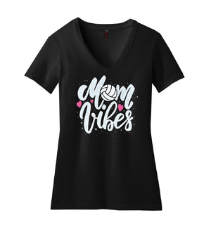 2023 Mom Vibes Vneck Rhinestone Glitter Shirt