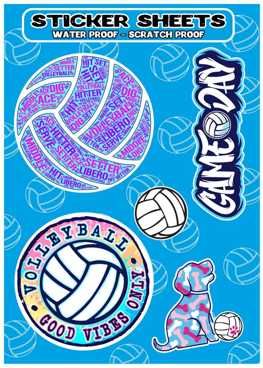 volleyball hydro flask sticker sheet