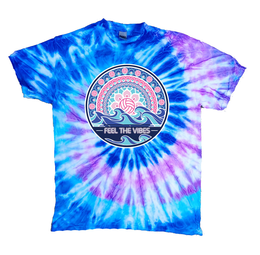 FEEL THE VIBES Tie-Dye Volleyball T-shirt